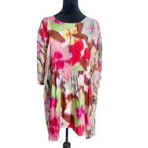 Alembika Size XS  Top Blouse Tunic Abstract Art Colorful Lagenlook Boho